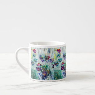 Hummingbird garden abstract painting  espresso cup