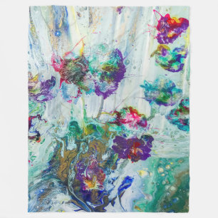 Hummingbird garden abstract painting fleece blanket