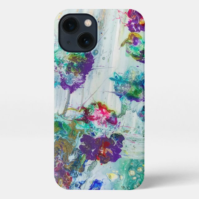Hummingbird garden abstract painting  iPhone case (Back)