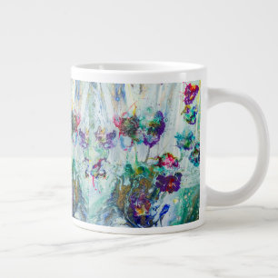 Hummingbird garden abstract painting large coffee mug