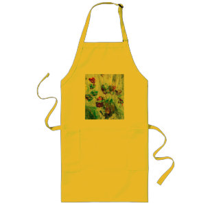 Hummingbird garden abstract painting long apron