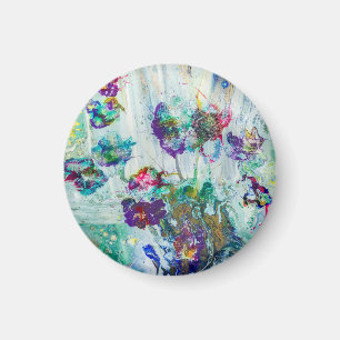 Hummingbird garden abstract painting magnet