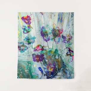 Hummingbird garden abstract painting  tapestry