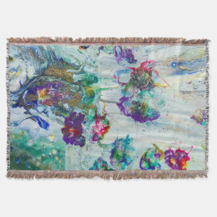Hummingbird garden abstract painting throw blanket