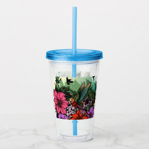 Hummingbird Garden Acrylic Tumbler