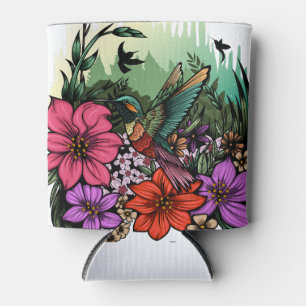 Hummingbird Garden Can Cooler