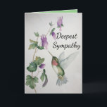 Hummingbird Garden Deepest Sympathy Watercolor Card<br><div class="desc">Express your deepest sympathy with a hummingbird watercolor card. Elegant and subtle,  the garden design was created with pastel colors of cream,  green and pink. Send your thoughts and prayers in a time of loss with a beautiful little bird and flowers.</div>