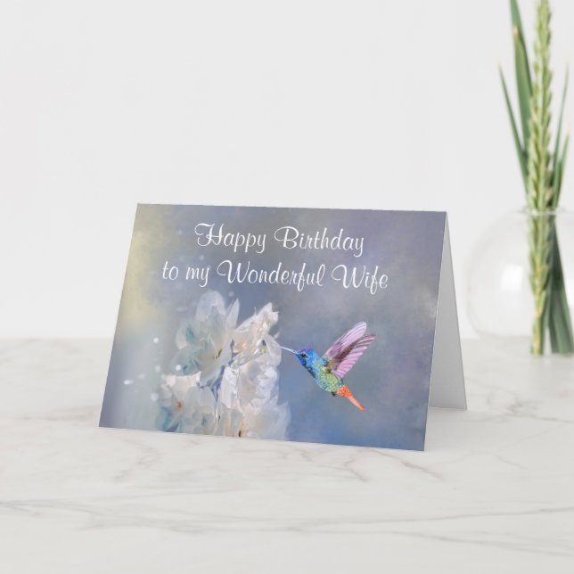 Hummingbird Garden Flower Birthday Special Wife Card (Front)