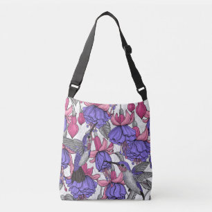 Hummingbird garden in melrose and pink crossbody bag