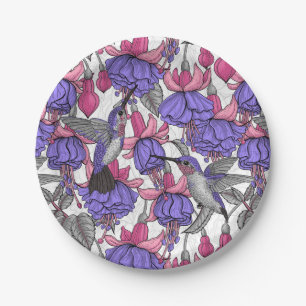 Hummingbird garden in melrose and pink paper plate