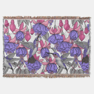 Hummingbird garden in melrose and pink throw blanket