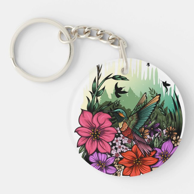 Hummingbird Garden Key Ring (Front)