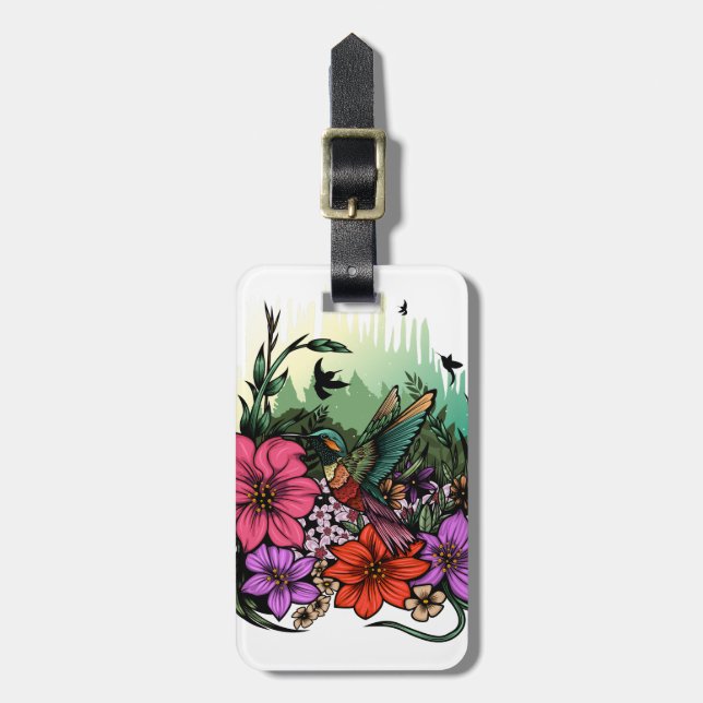Hummingbird Garden Luggage Tag (Front Vertical)