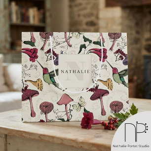 Hummingbird Garden Monogram Large Gift Bag