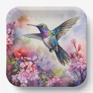 Hummingbird Garden Paper Plate