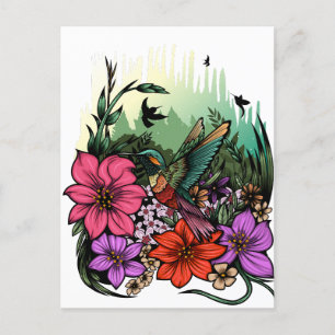 Hummingbird Garden Postcard