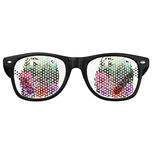 Hummingbird Garden Retro Sunglasses (Front)