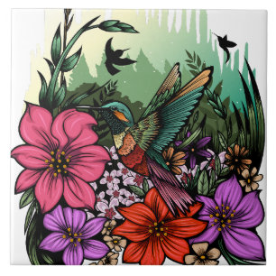Hummingbird Garden Tile