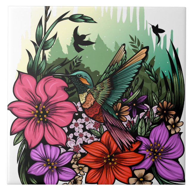 Hummingbird Garden Tile (Front)