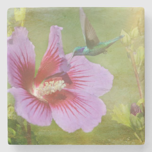 Hummingbird Gathering Nectar Stone Coaster (Front)