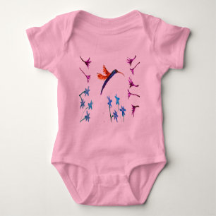 Hummingbird Girly Floral Baby Bodysuit