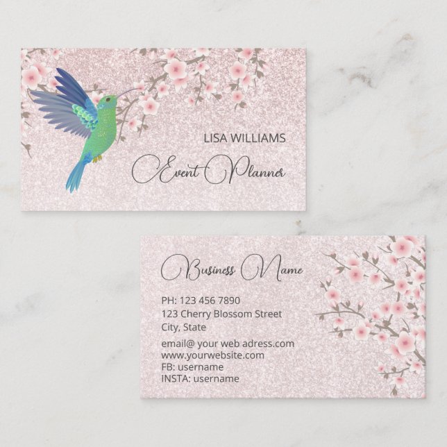  Hummingbird Girly Shiny Business Card (Front/Back)