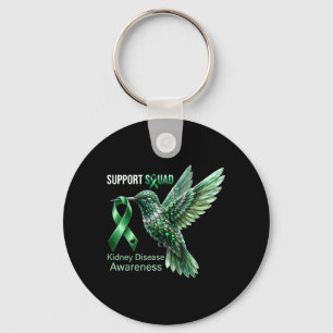 Hummingbird Green Ribbon Support Kidney Disease Key Ring