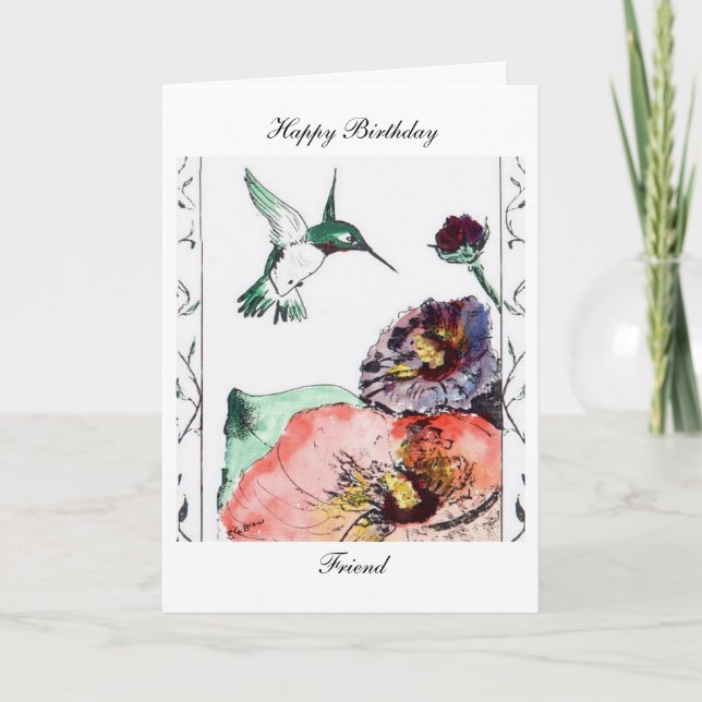 Hummingbird Happy Birthday Card (Front)