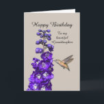 Hummingbird Happy Birthday Granddaughter Card<br><div class="desc">"Hummingbird Happy Birthday Granddaughter" by Catherine Sherman.
A hummingbird sipping nectar from a purple delphinium creates a beautiful greeting for a birthday.</div>