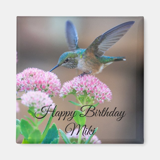 Hummingbird Happy Birthday Magnet (Front)