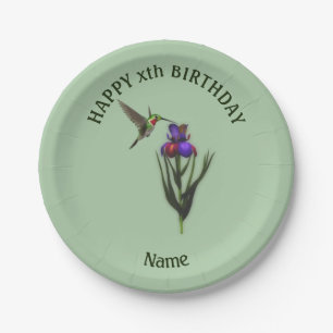 Hummingbird Happy Birthday Personalised Paper Plate