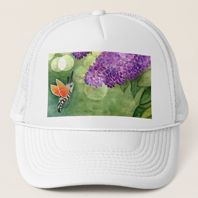 Hummingbird Hawk Moth and Lilacs Trucker Hat (Front)