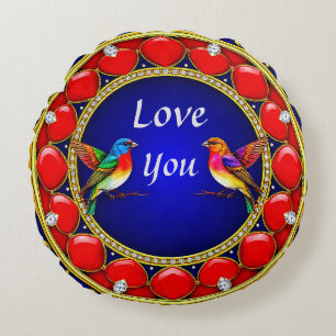 💖 Hummingbird Heart Floral Art Nature Lovers gift Round Cushion