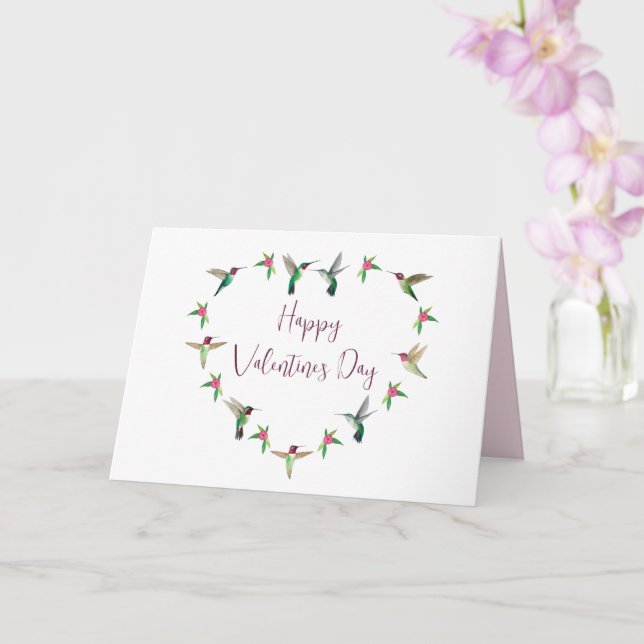 Hummingbird Heart Valentine's Day Card (Orchid)