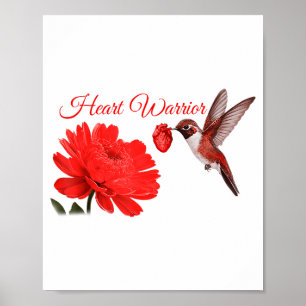 Hummingbird Heart Warrior Heart Disease Awareness Poster