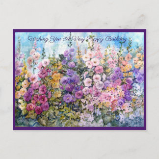 Hummingbird Heaven Hollyhock postcard greeting