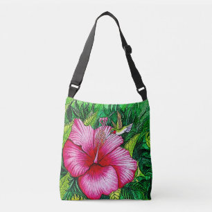 Hummingbird Hibiscus Crossbody Bag