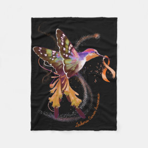 Hummingbird Hold Orange Ribbon Leukaemia Awareness Fleece Blanket