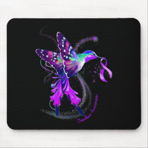 Hummingbird Hold Purple Ribbon Overdose Awareness  Mouse Pad