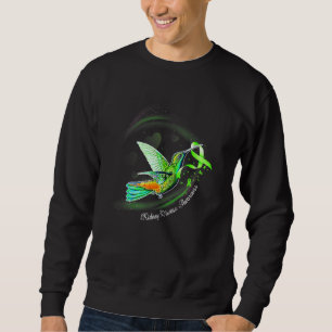 Hummingbird Holding Green Ribbon Kidney Disease Aw Sweatshirt