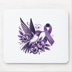 Hummingbird Holding Purple Pansy Ribbon Heimer Awa Mouse Pad