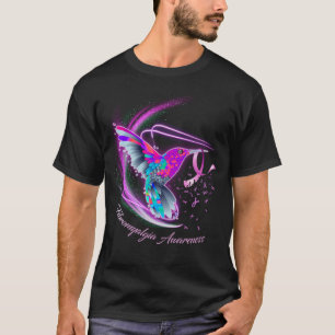 Hummingbird Holding Purple Ribbon Fibromyalgia Awa T-Shirt