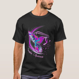 Hummingbird Holding Purple Ribbon Overdose Awarene T-Shirt