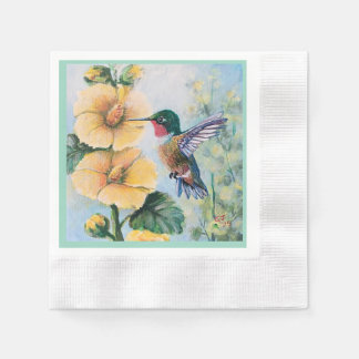 Hummingbird & Hollyhocks Paper & Cloth Napkins