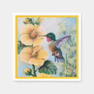Hummingbird & Hollyhocks Paper & Cloth Napkins