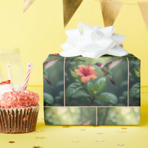 Hummingbird Hovering Over a Hibiscus Wrapping Paper