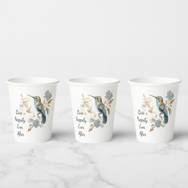 Hummingbird Hydrangea Flowers   Paper Cups (Multi)