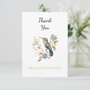 Hummingbird Hydrangea Flowers Thank You Card
