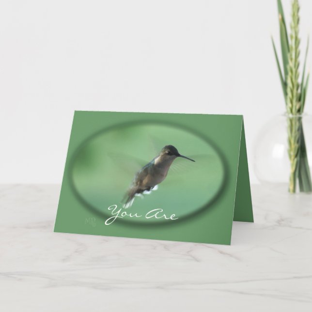 hummingbird in flight gr- customise any occasion card (Front)