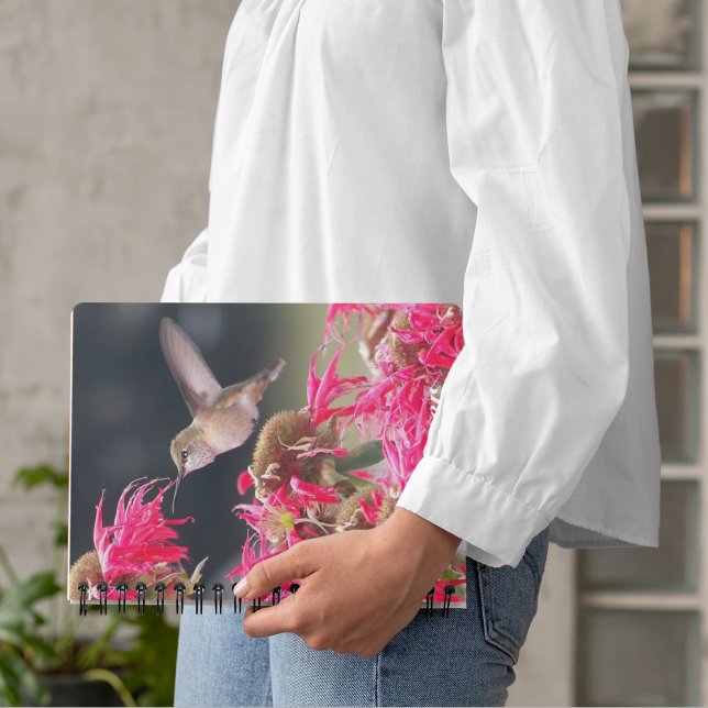 Hummingbird in Flight Over Flowers Planner (In Situ)